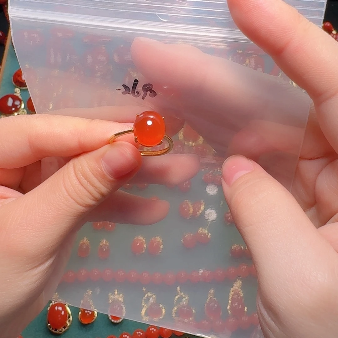 南红玛瑙银S925镶嵌戒指