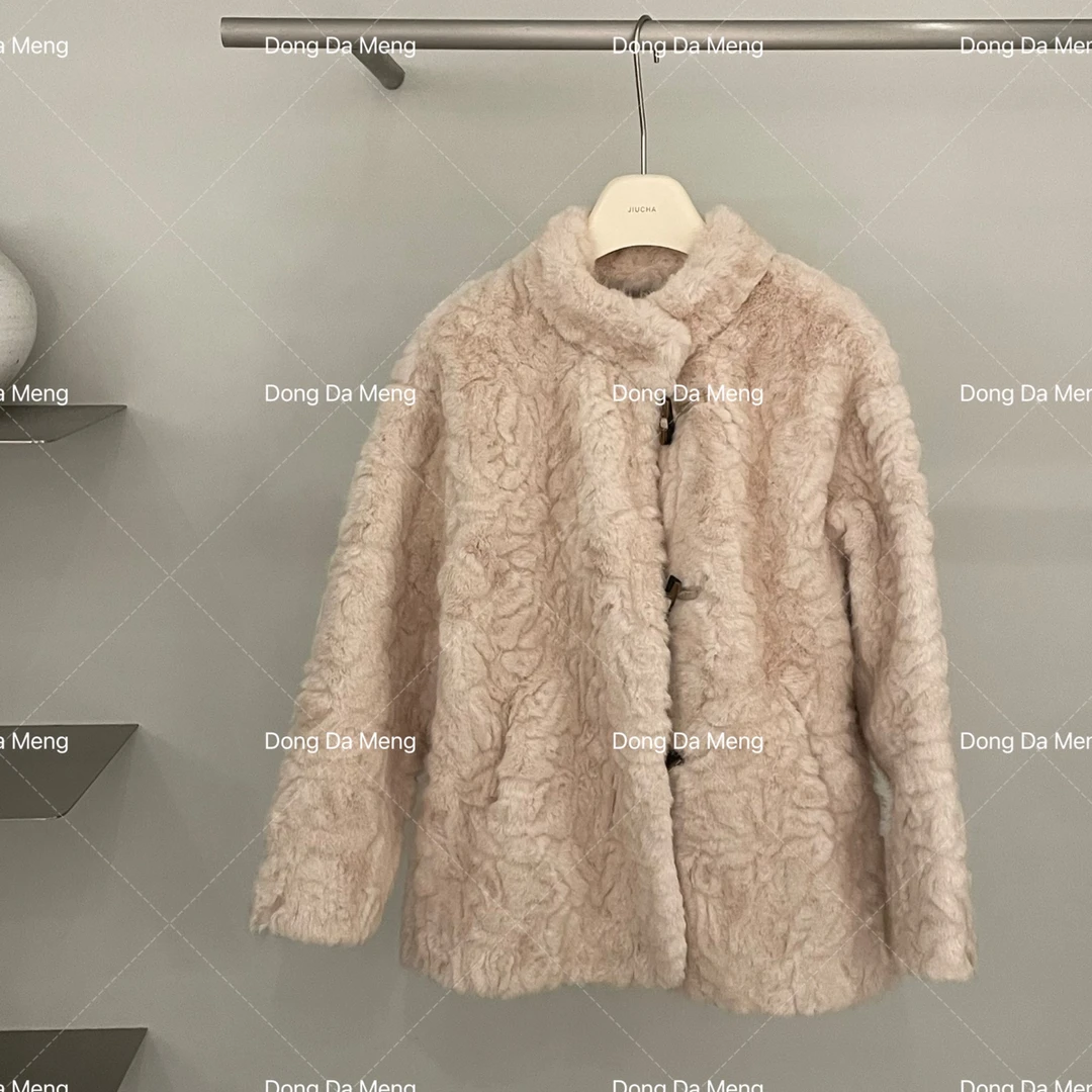 395原单冬复古立领立体花纹皮毛一体设计感外套