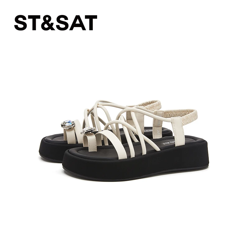星期六踩屎感增高海边度假拖鞋夹趾沙滩鞋2025夏季新款一字带凉鞋