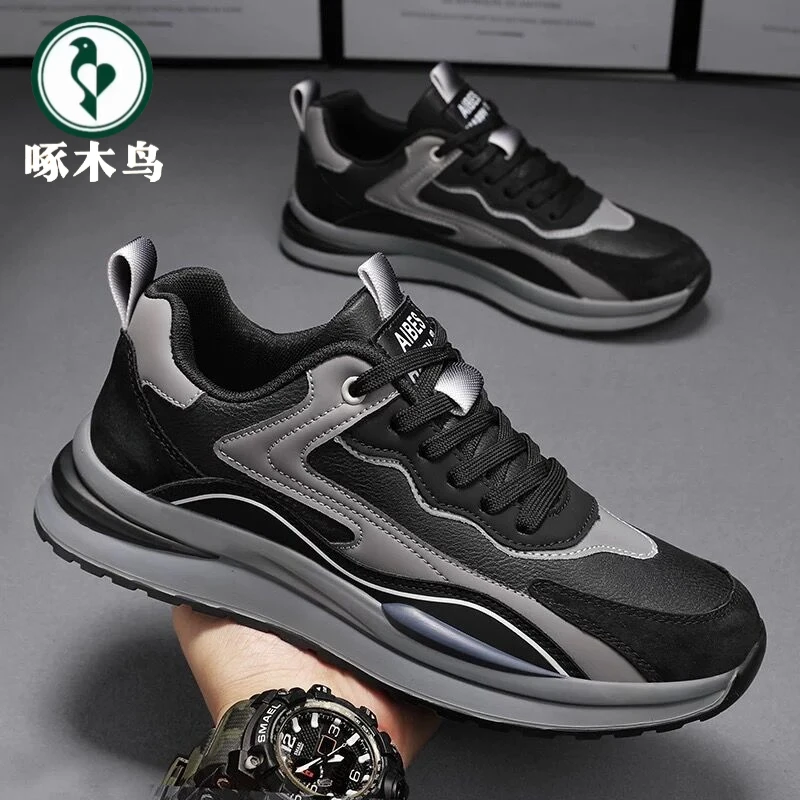【正品】啄木鸟春秋男鞋透气休闲阿甘鞋男士新款潮流百搭运动老爹鞋