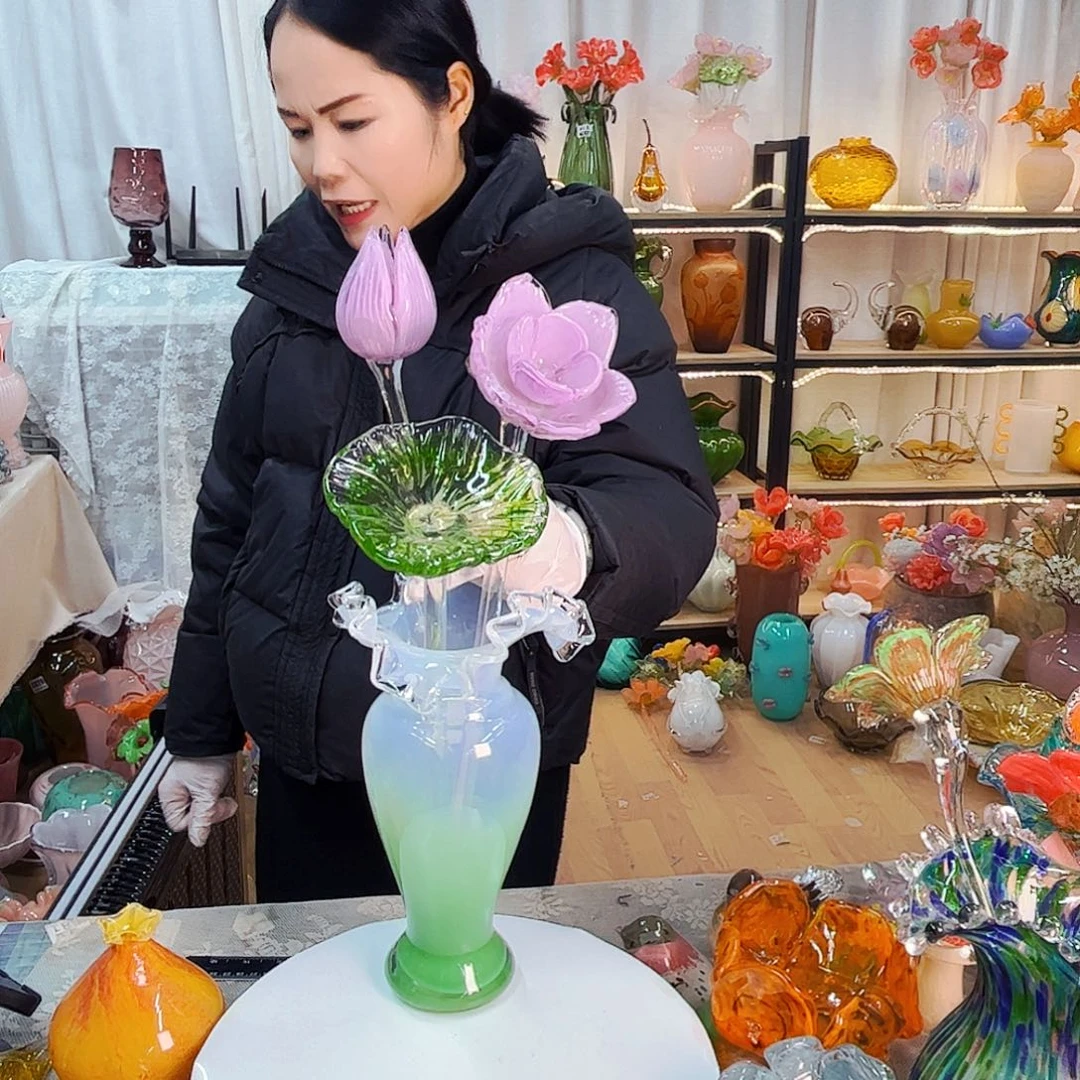 3花1瓶家悦美居琉璃摆件