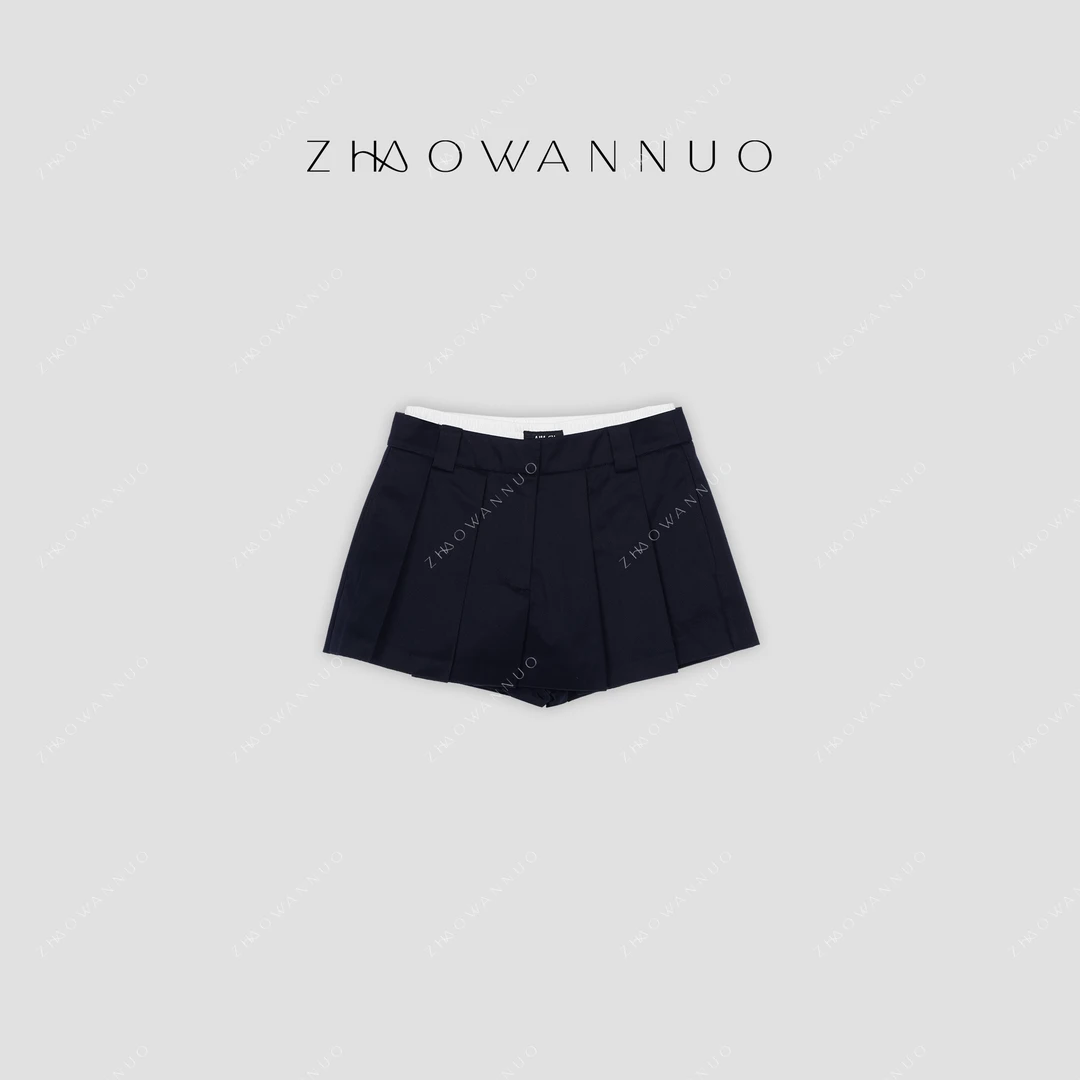 ZHAO WANNUO 丨 25春夏 双腰头设计遮胯显瘦A字半身裙裤 NC0569