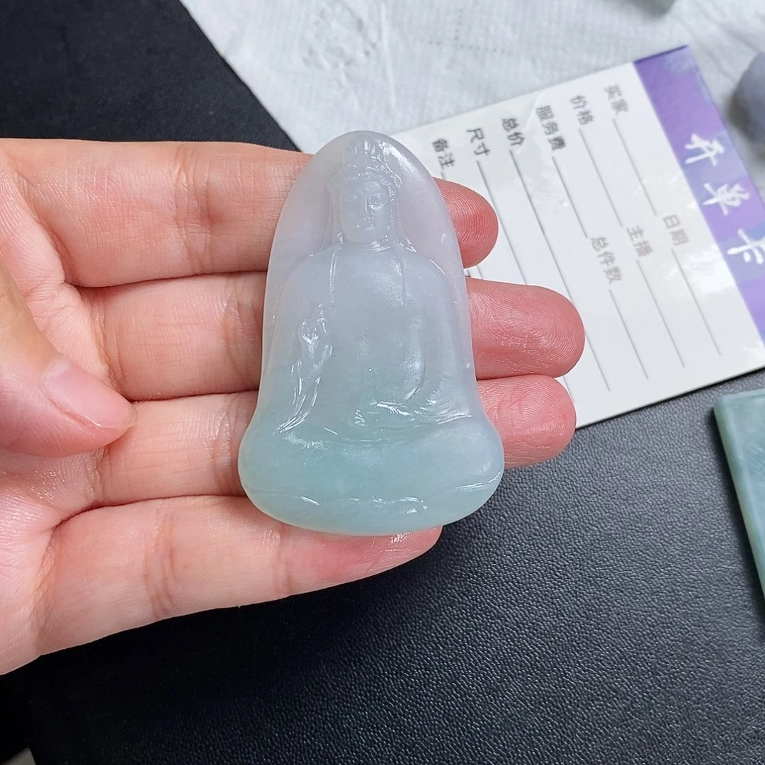 定制翡翠未镶嵌大*兔观音毛货无鉴赏期