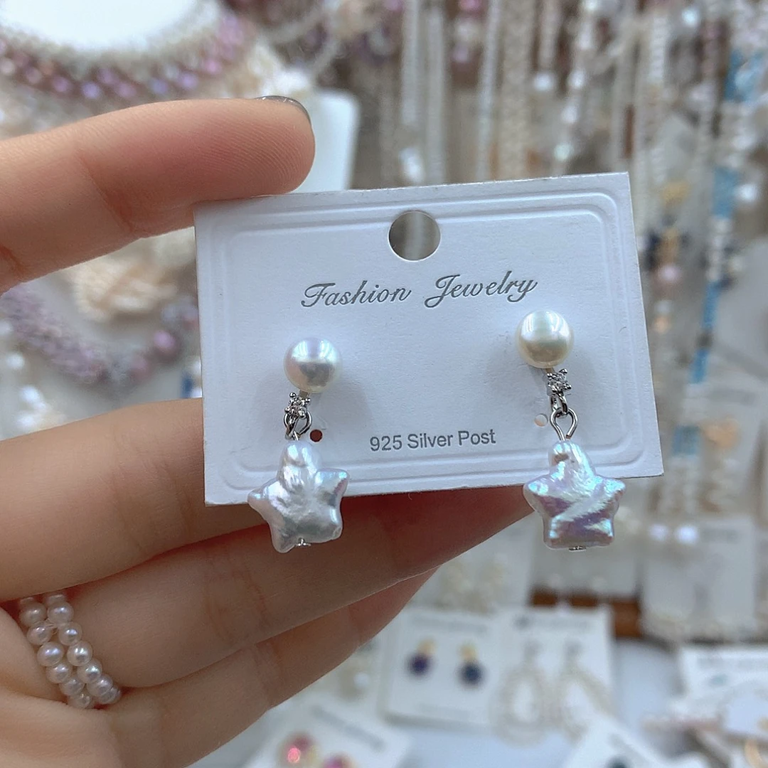 淡水珍珠耳饰银S925镶嵌