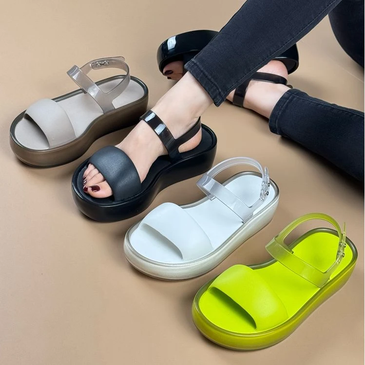 正品巴西原厂凉鞋女2025新款夏季松糕厚底一字带巴西果冻鞋