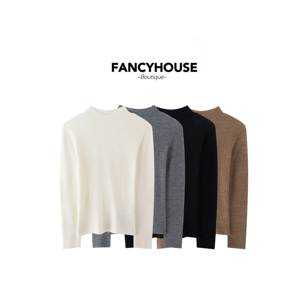 FANCY【暖黎】秋冬季半高领毛针织衫简约时尚百搭F8230
