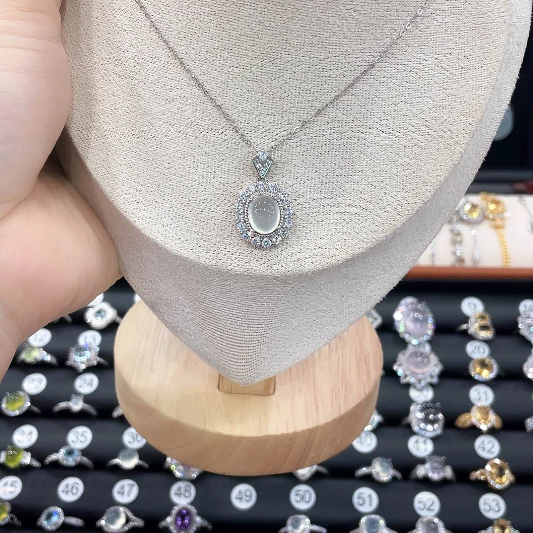 ᥫ***°蛇纹石玉银S925镶嵌吊坠(赠链)