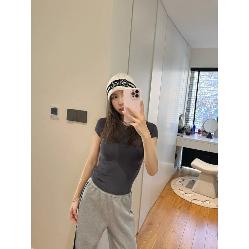 杏色炭灰色 短袖36