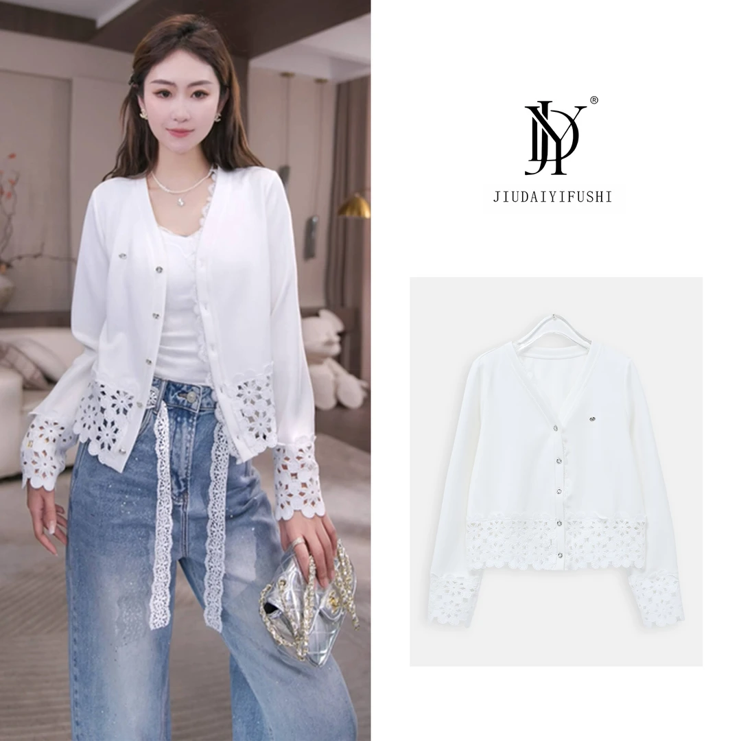 玖黛衣【爱丽莎】Q气质时尚休闲百搭白色长袖短外套 WTJ38103
