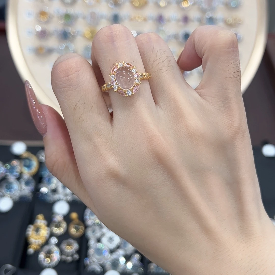 蛇纹石玉银S925镶嵌戒指