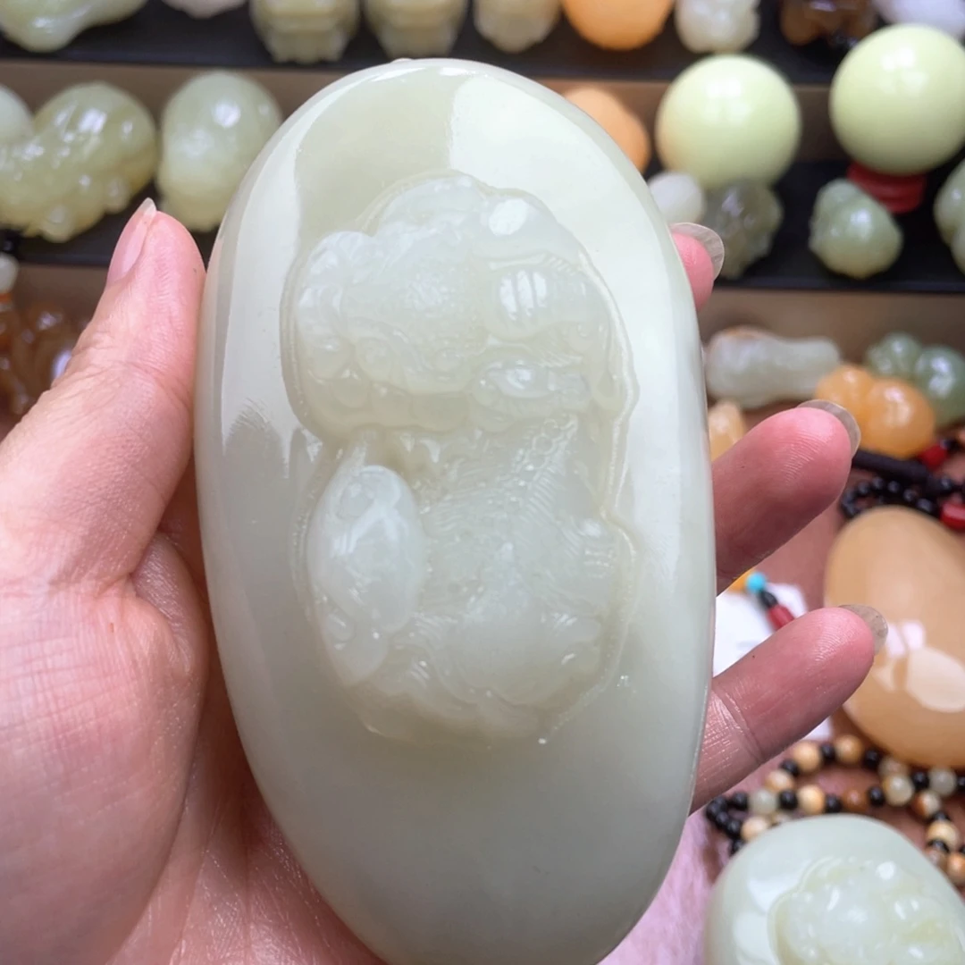 安***发石材天然古青石手把件