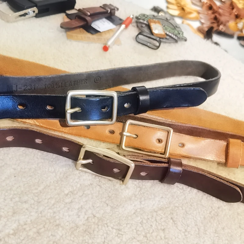 植鞣头层软牛皮手工腰带日字扣实心铜女士复古百搭休闲皮带MJ231