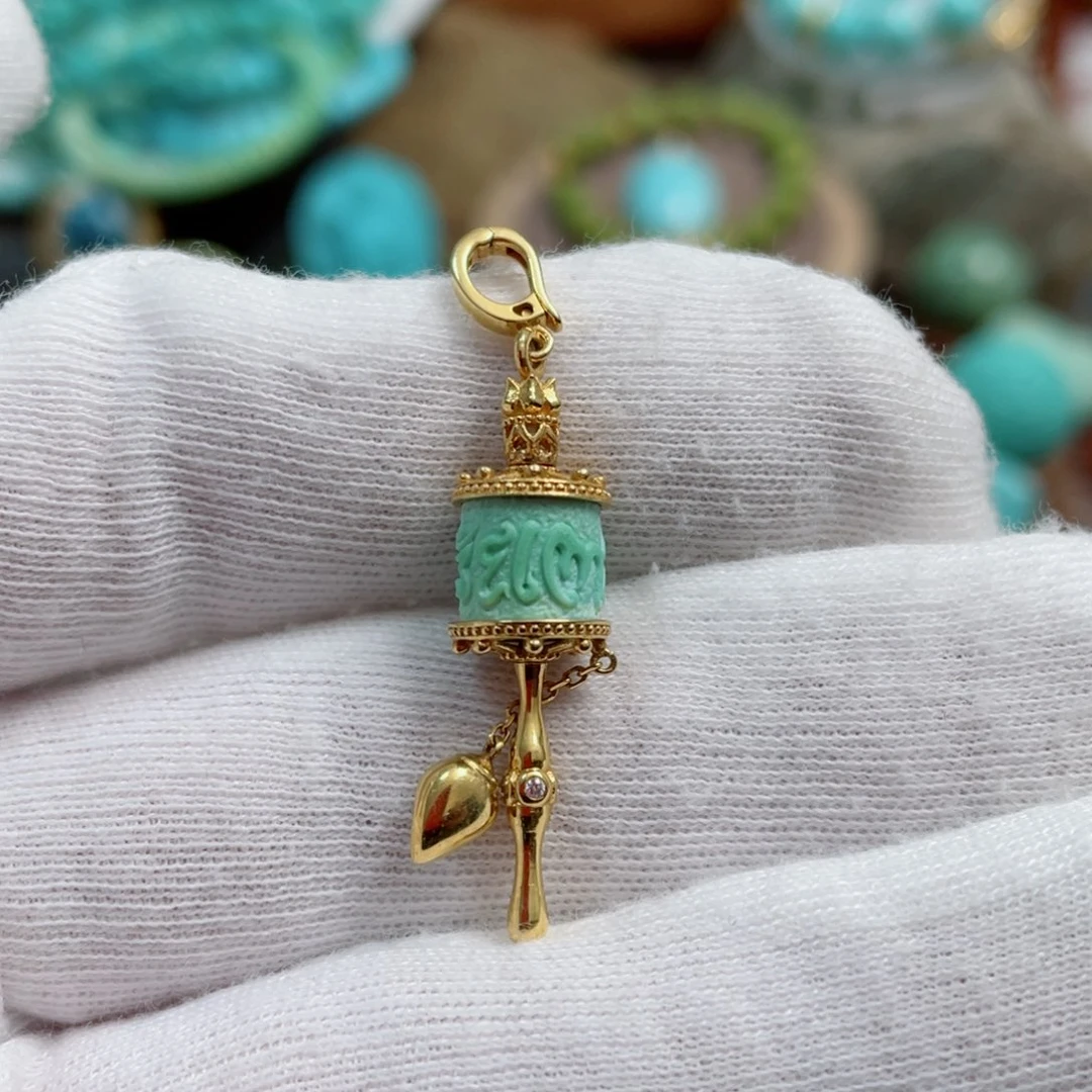 绿松石珠宝奇石18K金镶嵌