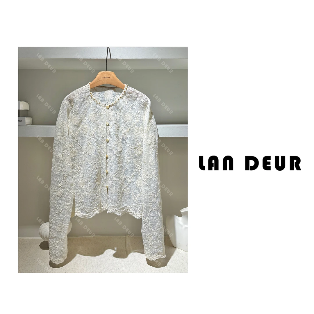 JIUJIU【忘川花影】法式气质钩花刺绣圆领衬衫宽松设计感时尚上衣