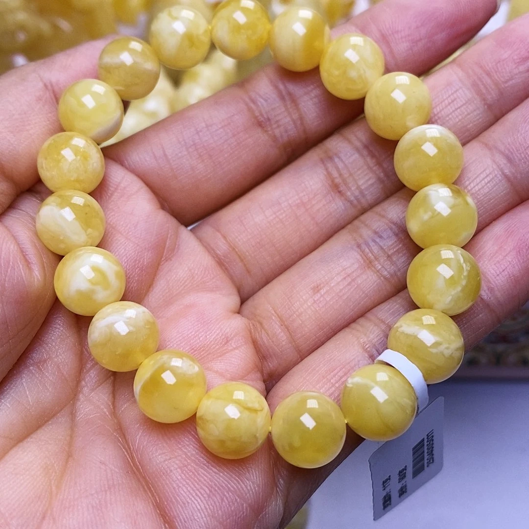 蜜蜡未镶嵌手串10圆珠手串