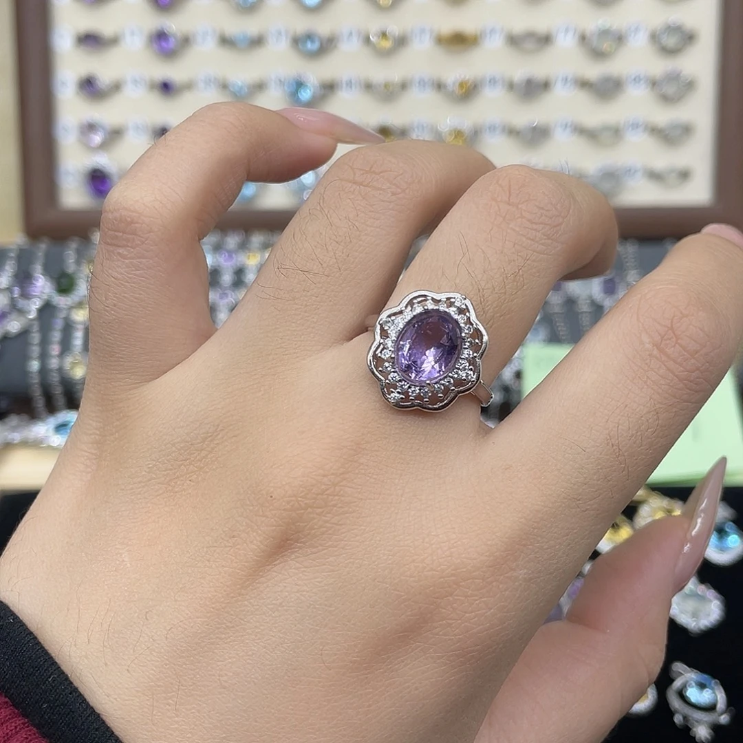 戒指银S925镶嵌紫晶