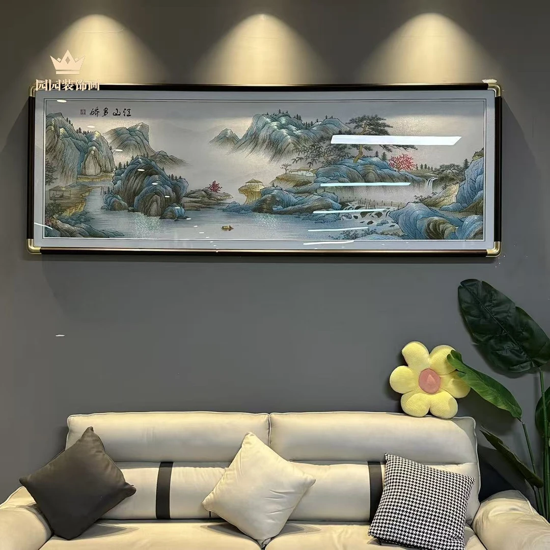 「江山多娇」新款织锦绣客厅挂画沙发背景墙装饰画山水壁画