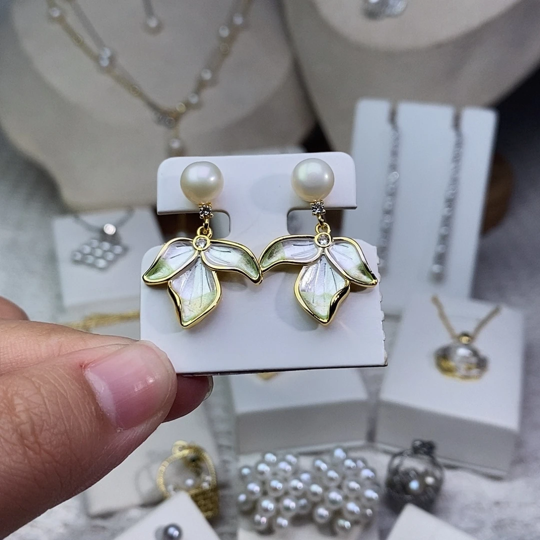 耳饰淡水珍珠银S925镶嵌