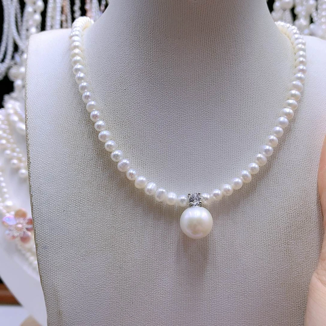 银S925镶嵌耳饰淡水珍珠