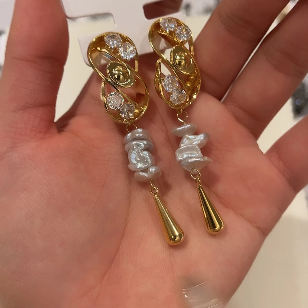 合金淡水珍珠耳饰