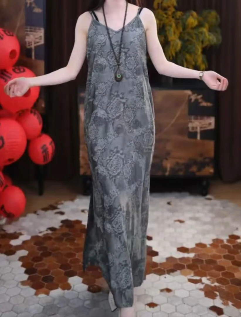 【寒舟】新中式腔调设计感宽松四季可穿显瘦打底中国风吊带连衣裙