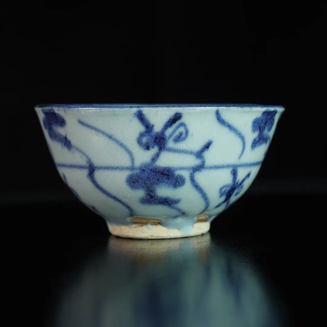 LABC250427090【十竹斋】清雍正灵芝仙草纹青花杯