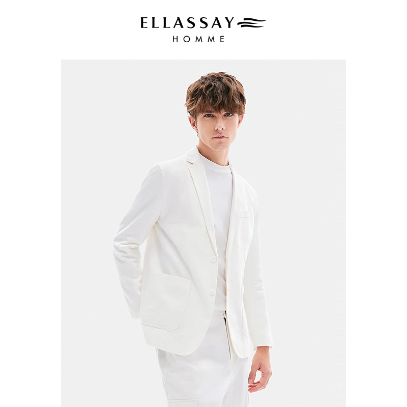 ELLASSAY歌力思男装25新款春季白色简约修身西装外套EME361T00200