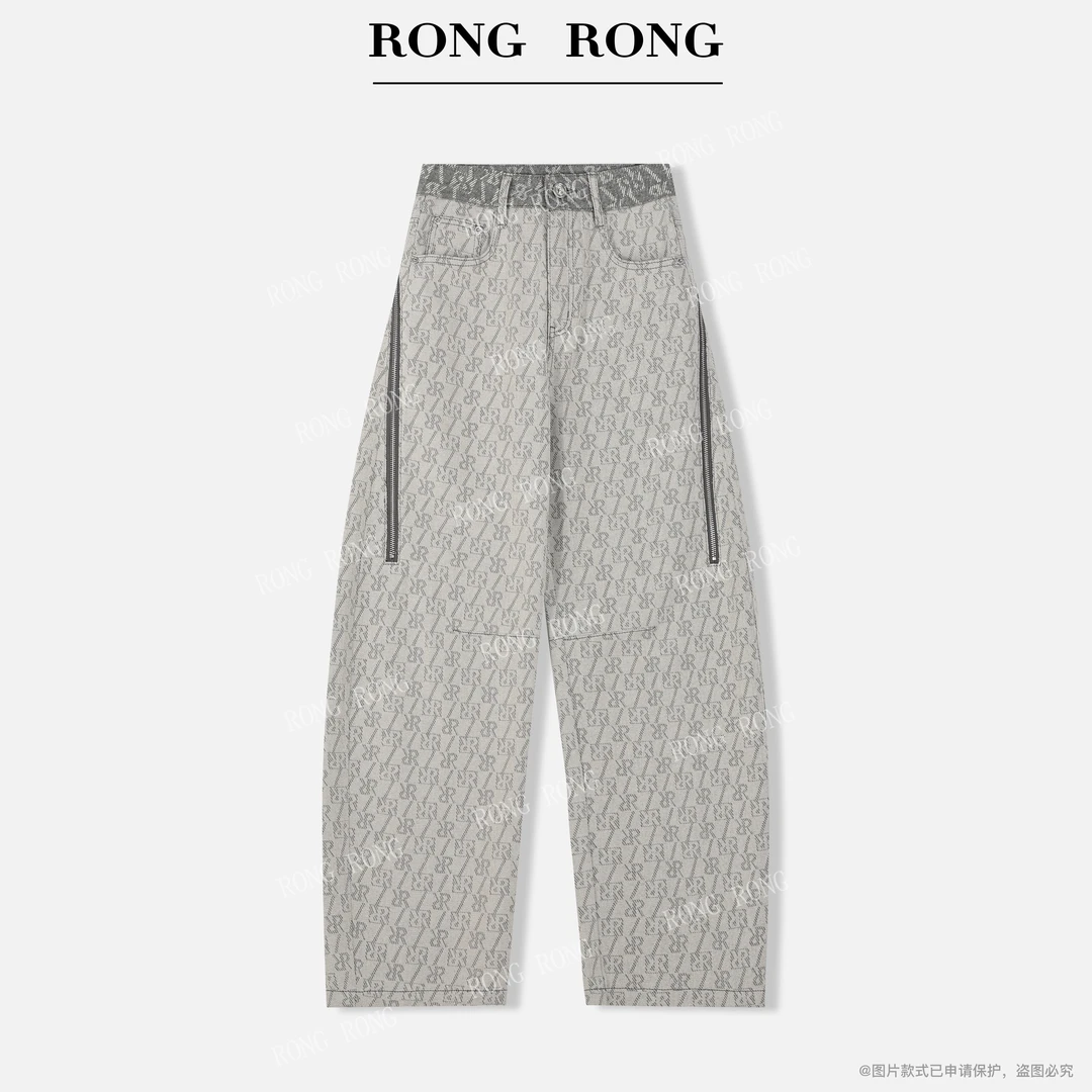 溶溶【先锋主义】RONGRONG 原创设计感艺术字母提花显瘦牛仔裤878