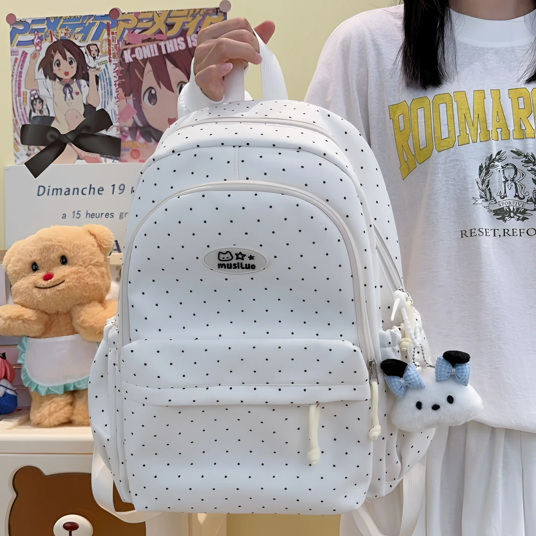 高颜值小众设计蝴蝶系书包学院风波点透气韩版简约双肩包时尚背包