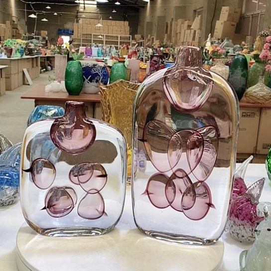 水晶花瓶一对高36厘米口径2厘米