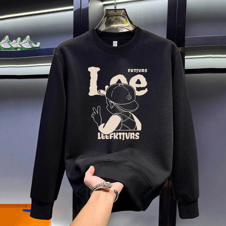 2025新款秋冬潮牌爆款圆领卫衣男款时尚百搭休闲男士加绒保暖上衣