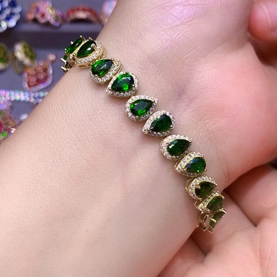 手链透辉石银S925镶嵌