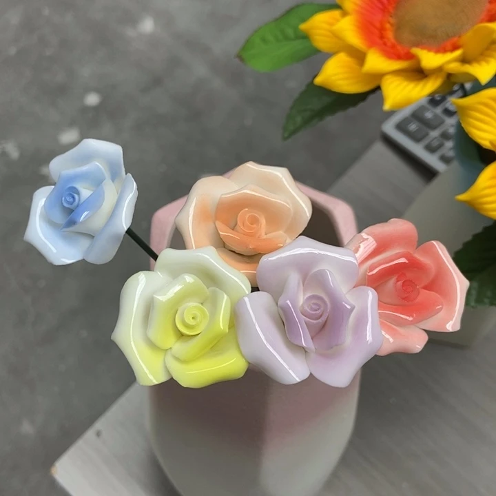 陶瓷手工制作陶瓷花5朵