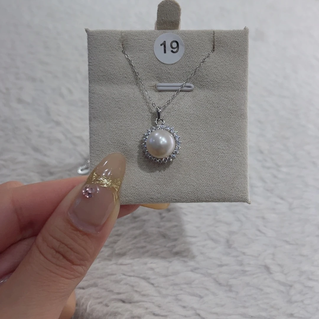 银S925镶嵌淡水珍珠套链