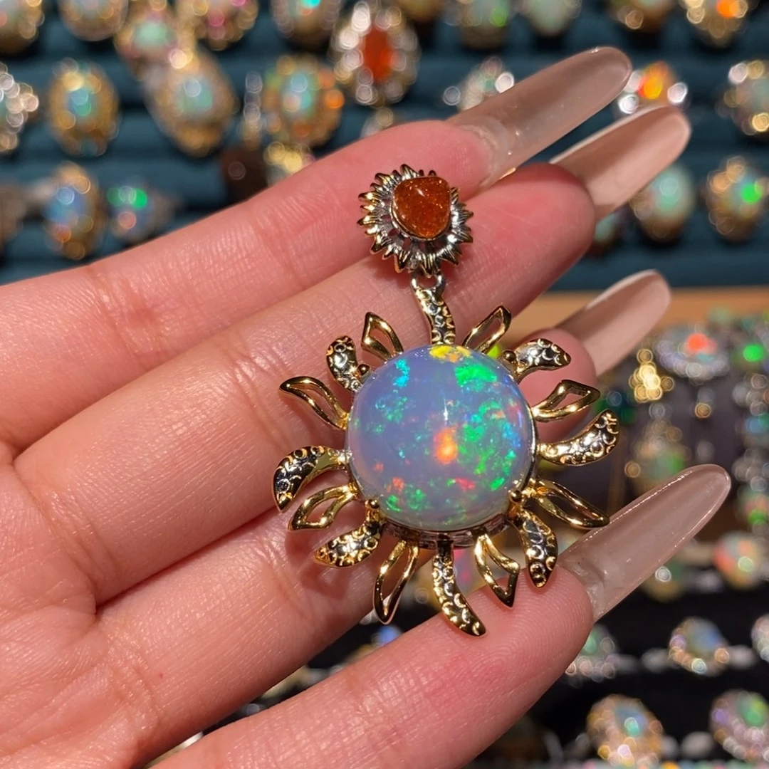 欧泊银S925镶嵌吊坠