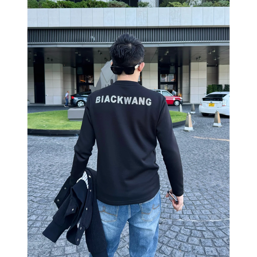 【BLACK闪钻】秋冬加厚保暖莫代尔弹力无痕长袖打底男士新款休闲装