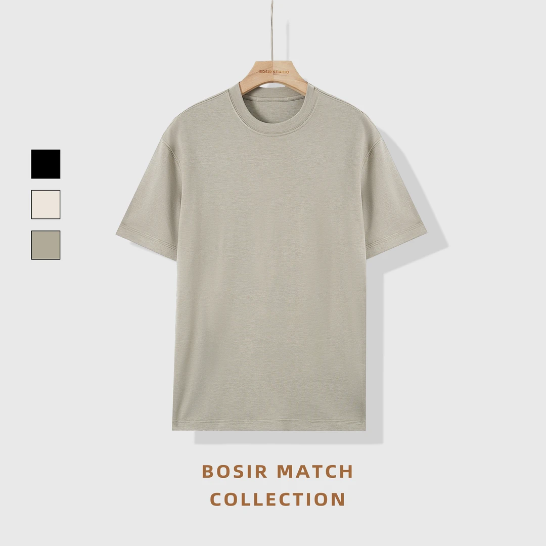 【破价活动】莫代尔醋酸短T高级老钱男士纯色夏季舒适透气BT505