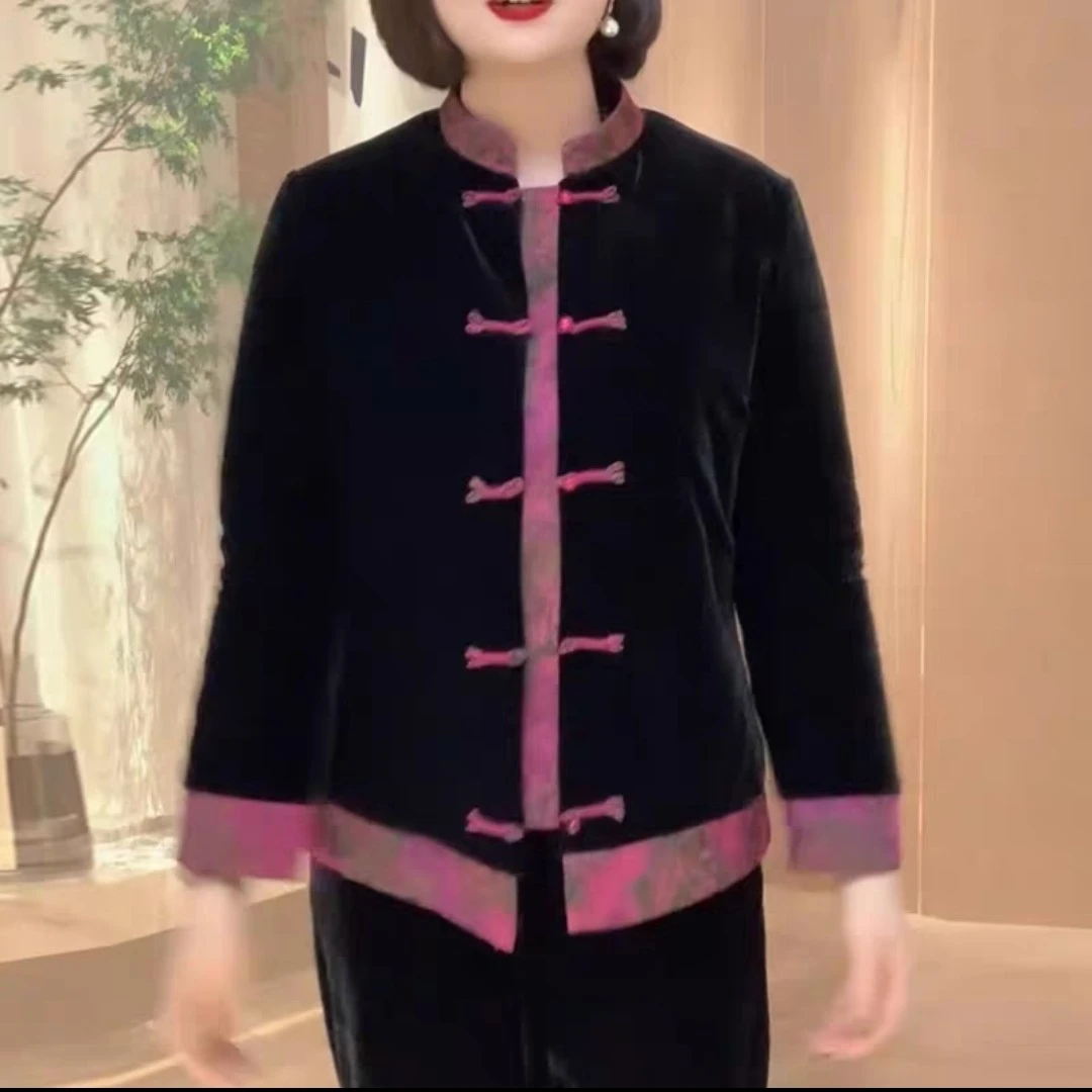 新款盘扣国风短款大码中老年妈妈棉服