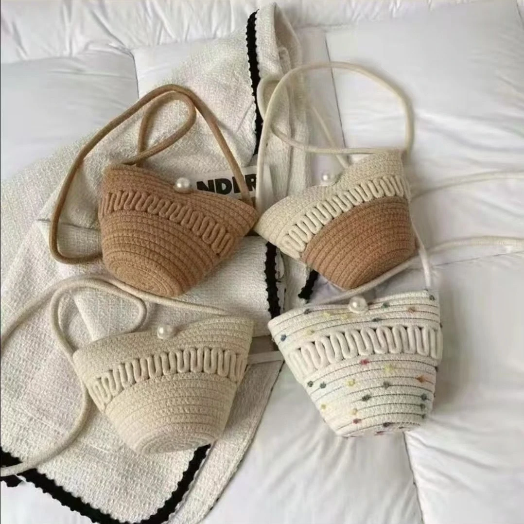 文艺小包包女草编包沙滩编织包女包斜挎小包海边草包2025新款森系