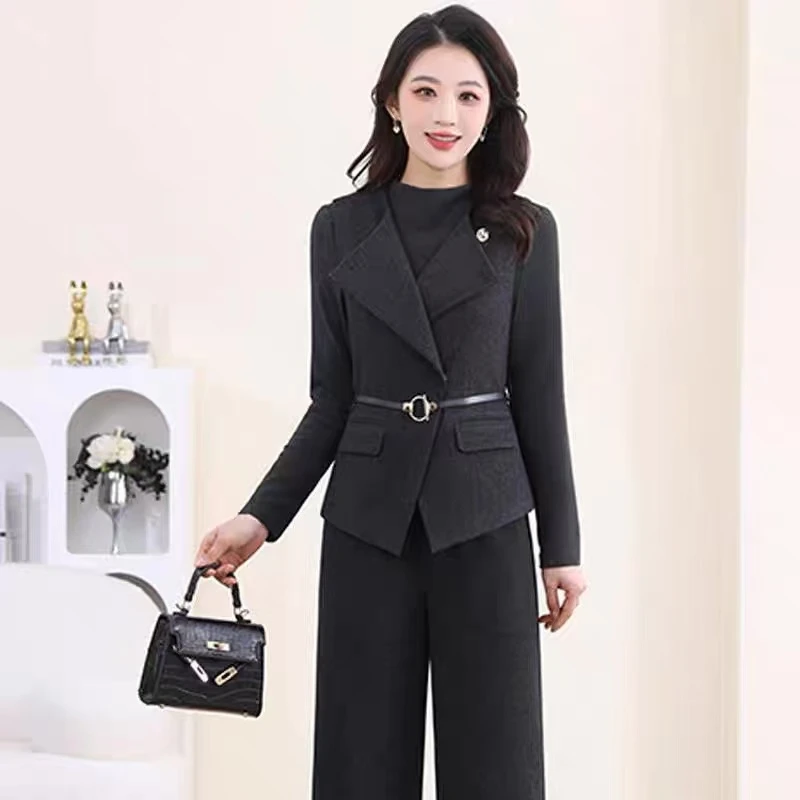 燕妮雅姿轻职风时尚套装黑色长袖女神网红时尚女装T266