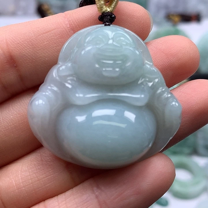 翡翠未镶嵌颈饰笑佛福利卡厚12+