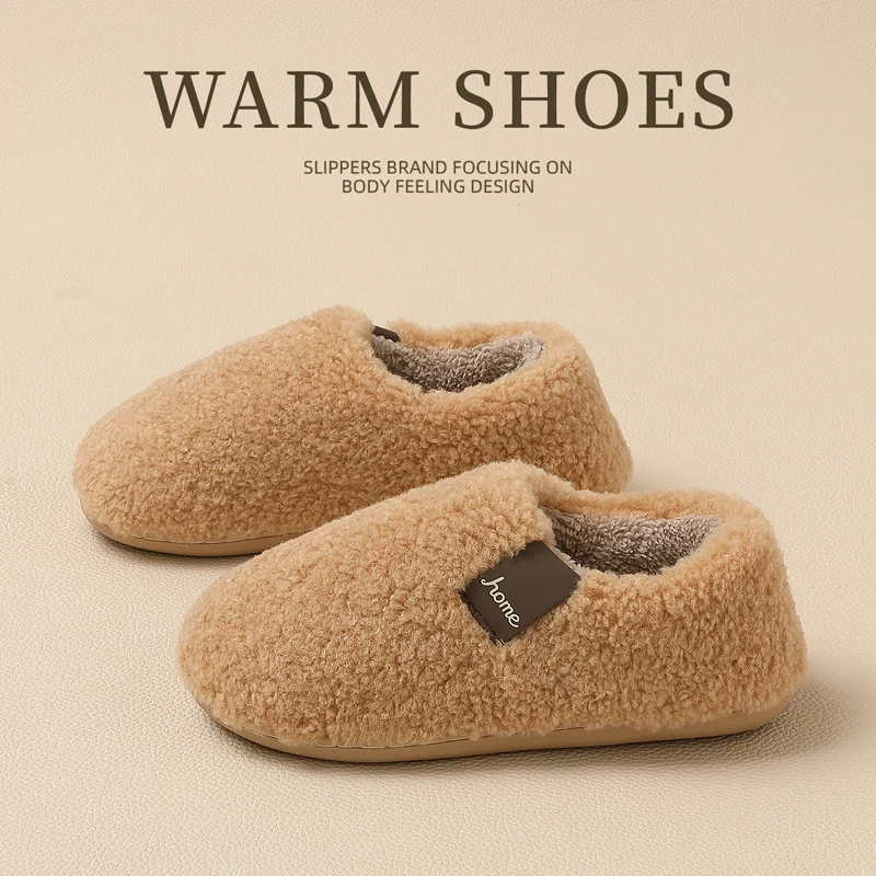 包后跟棉拖鞋女款冬季保暖居家室内2025新款加绒厚底毛毛棉鞋