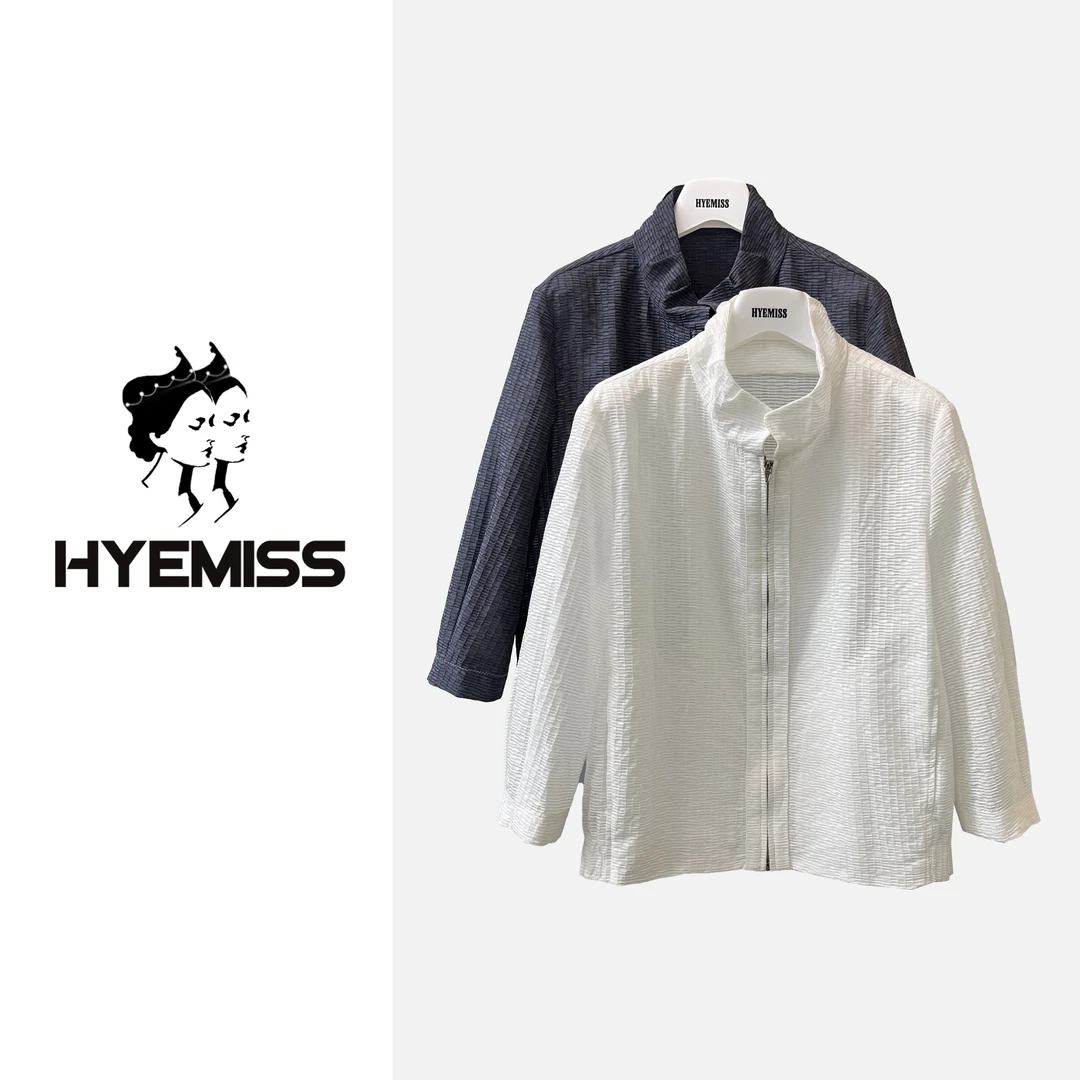 HYEMISSJK250079春季新款棉百搭立领时尚七分袖透气宽松短外套