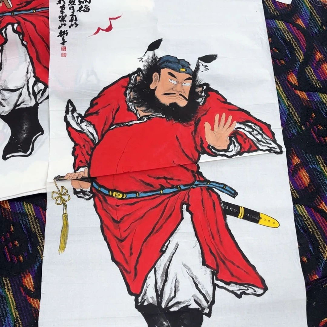 国画丁立民四尺童