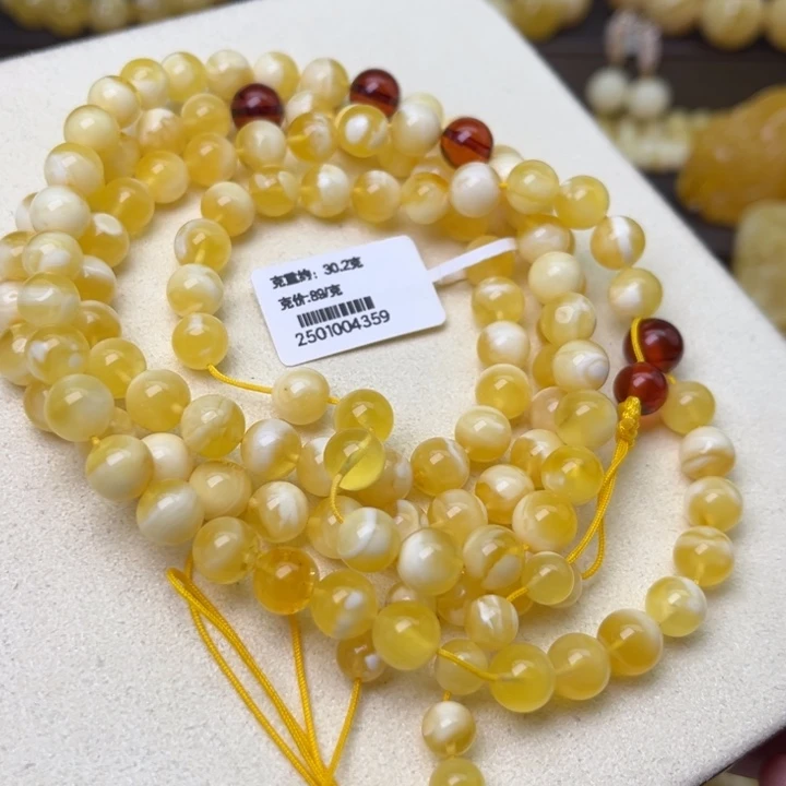 蜜蜡颈饰未镶嵌7+圆珠手串