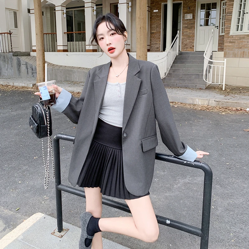 灰色轻熟风高级感百搭西服女早春新款小个子休闲显瘦气质西装外套