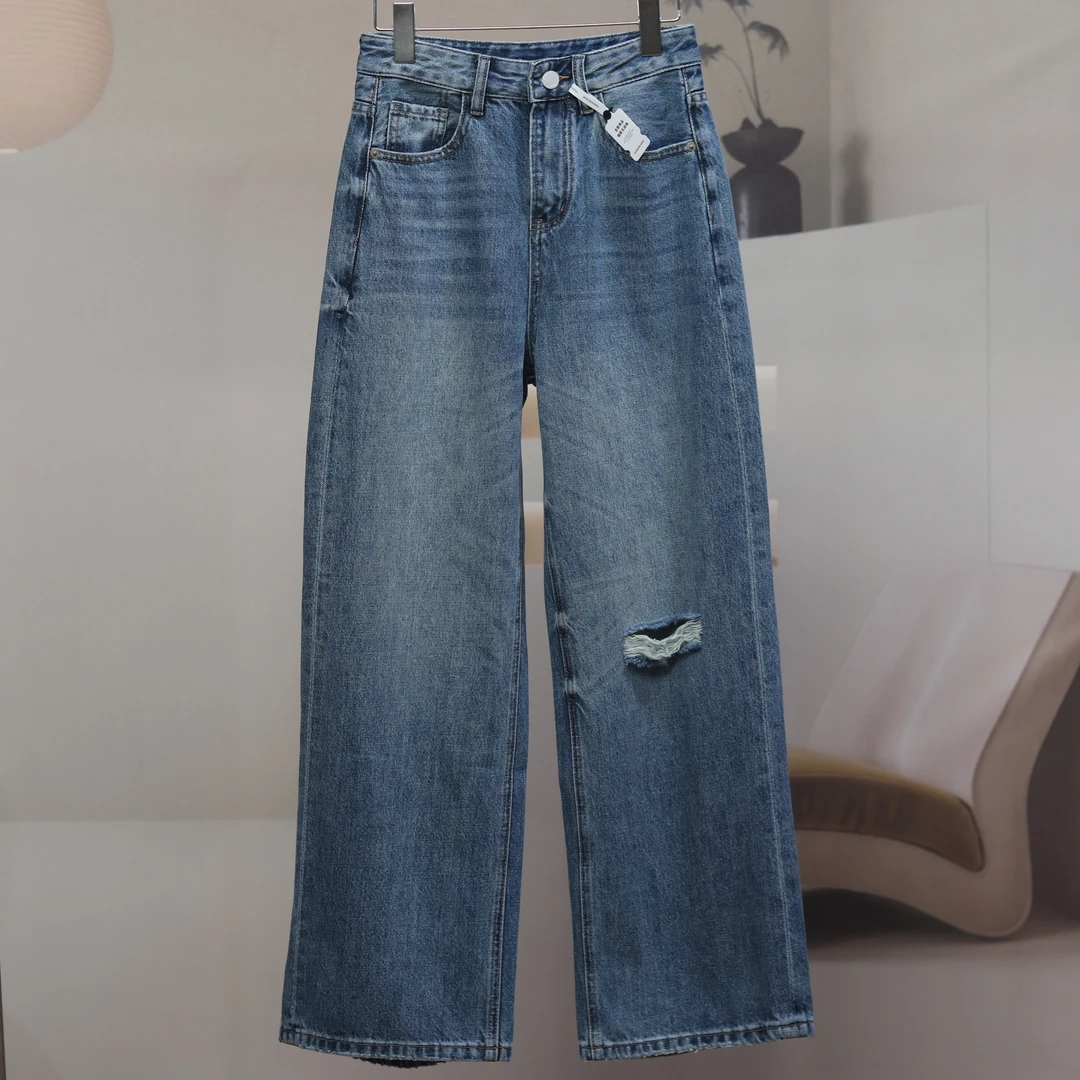 【8499】高品质原创设计蓝色时尚百搭破洞休闲牛仔裤童