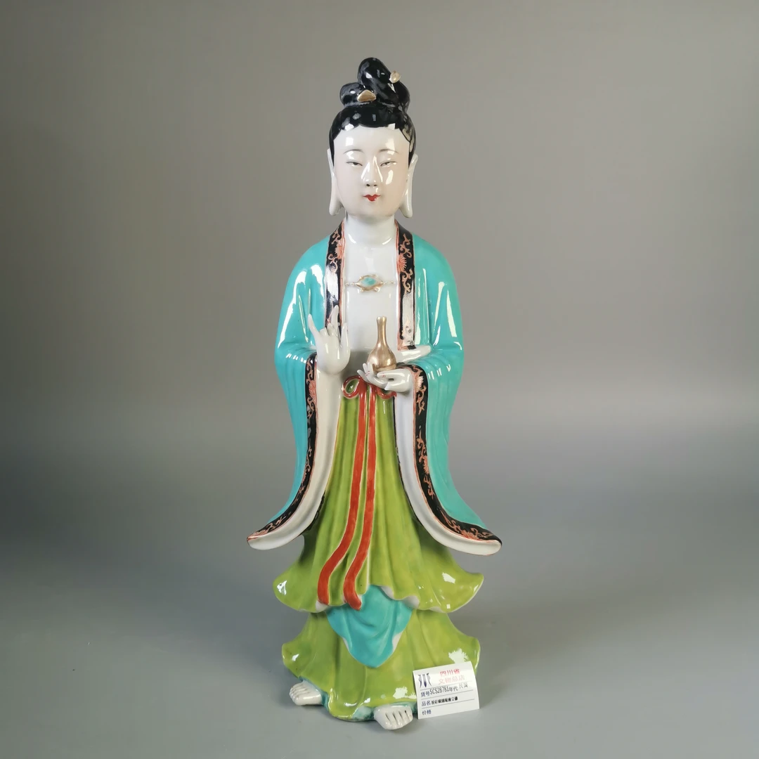 SCS28781民国粉彩瓷塑观音立像