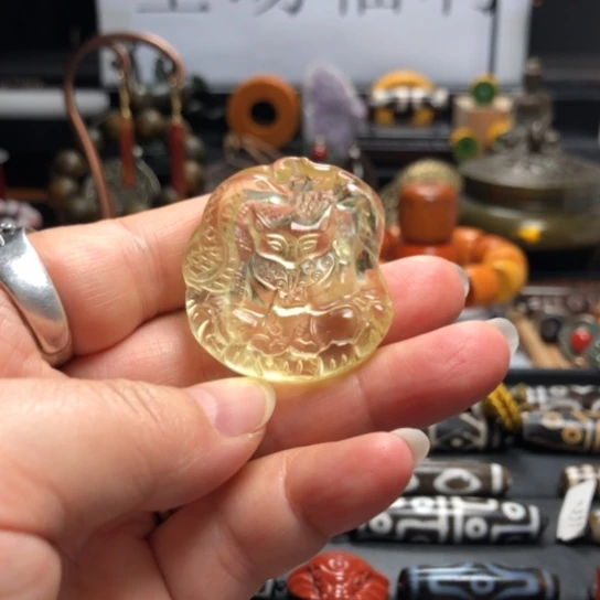 未镶嵌水晶手链黄水晶狐狸吊坠