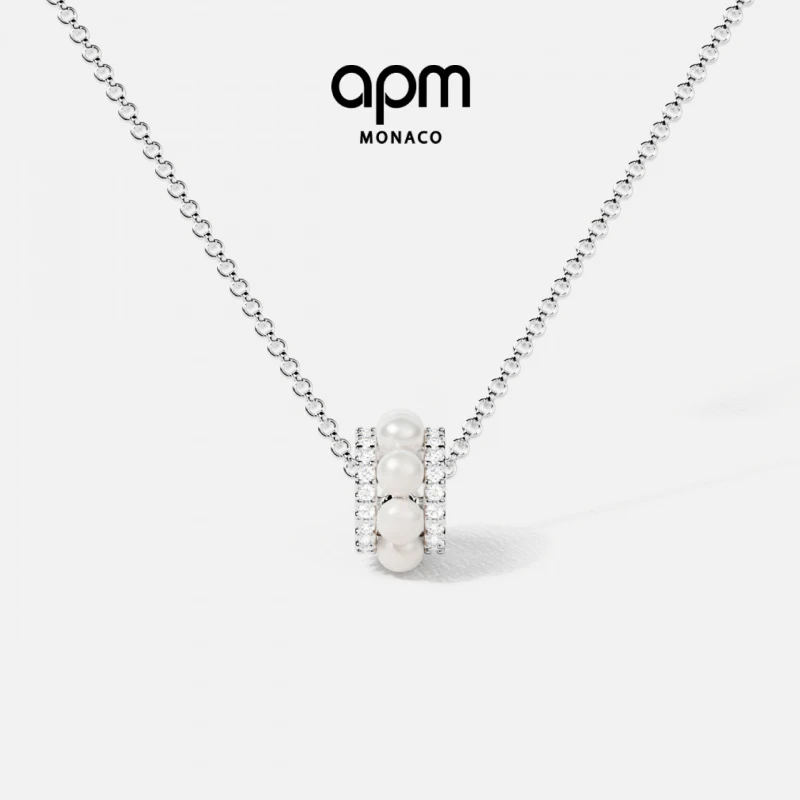 APM Monaco 小蛮腰珍珠项链女锁骨链明星同款